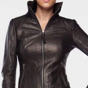 Mackage Lauren Leather Jacket in black, size L